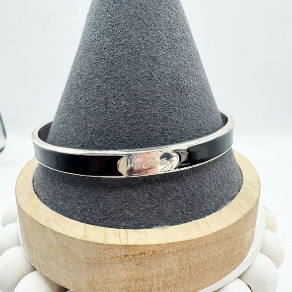 Vera Bradley Women's Silver Tone Black Enamel Narrow Bangle Bracelet - Picture 2 of 9